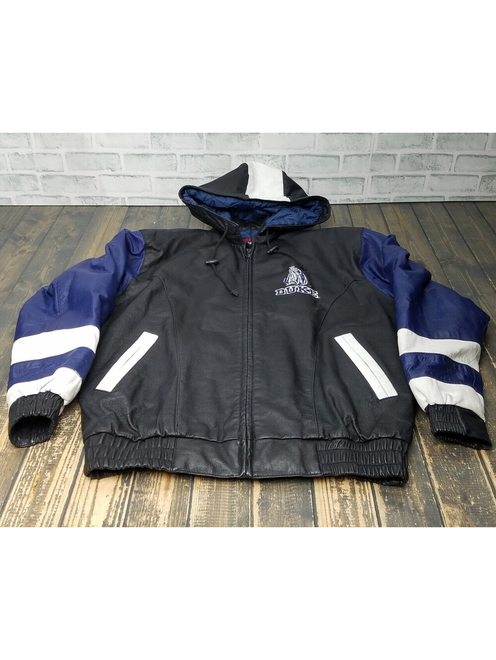 Vintage Prime Ticket Duke Blue Devils Leather Jacket Size BIG GRAND